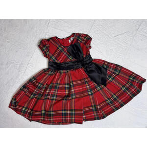 Trish Scully Amaryllis Tartan Plaid Holiday Dress w/ Bow – Size 1